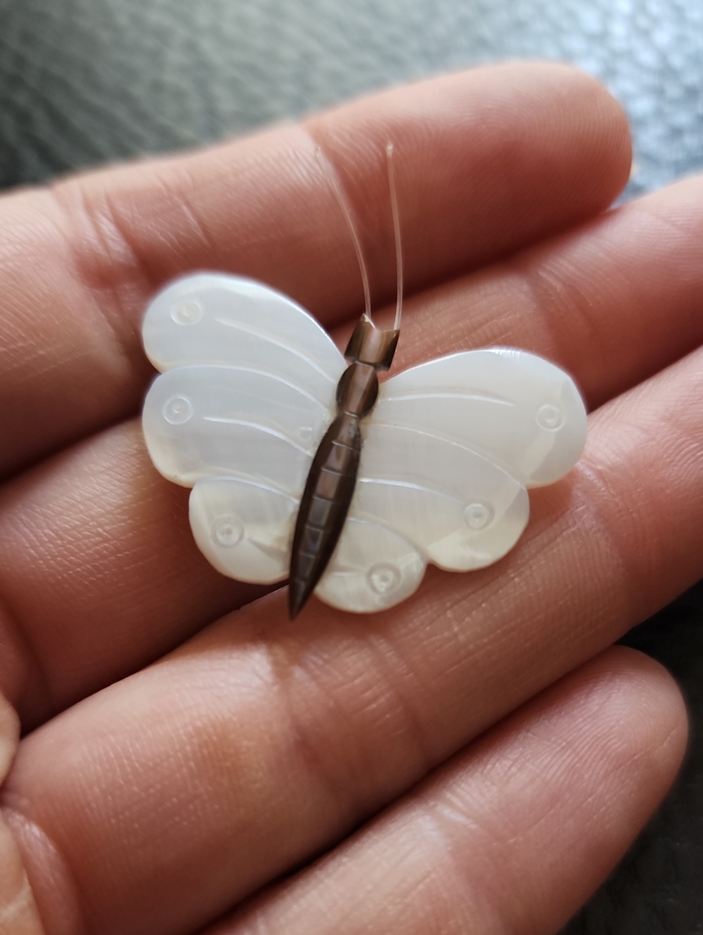 VTG Delicate White Butterfly Brooch